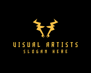 Yellow - Lightning Bull Horns logo design