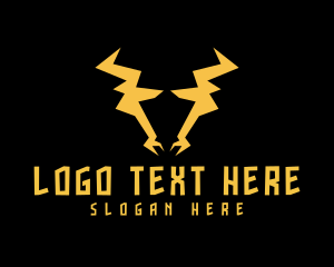 Oxen - Lightning Bull Horns logo design