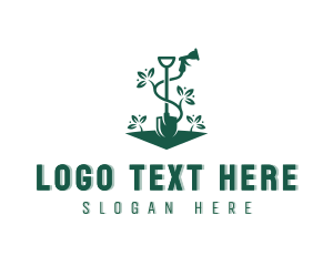 Plant - Shovel Hose Spray Gardening logo design