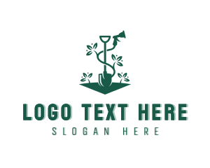 Shovel Hose Spray Gardening Logo