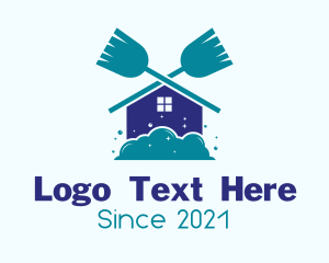 Home Cleaning Broom logo design