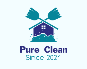 Home Cleaning Broom logo design