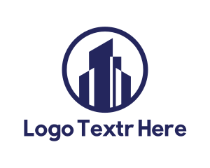 Blue Tower - Abstract Skyscraper Circle logo design
