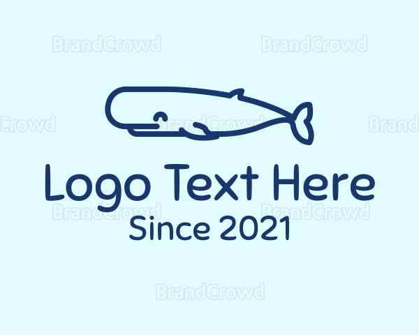 Blue Whale Outline Logo