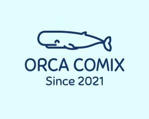 Blue Whale Outline  logo design