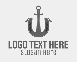Ship - Gray Horseshoe Anchor logo design