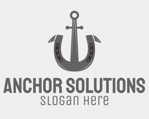 Gray Horseshoe Anchor  logo design