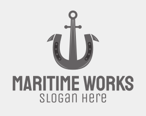 Gray Horseshoe Anchor  logo design