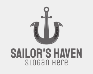 Gray Horseshoe Anchor  logo design