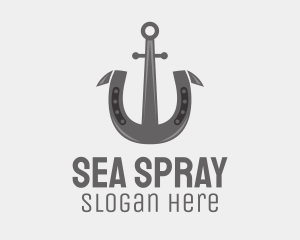 Gray Horseshoe Anchor  logo design