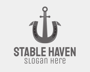 Gray Horseshoe Anchor  logo design