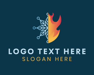 Heating - Snow & Fire Elements logo design