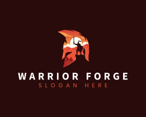 Spartan Warrior Silhouette logo design