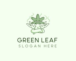 Marijuana Leaf Yoga logo design