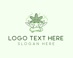 Cartoon - Marijuana Leaf Yoga logo design