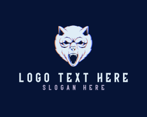 Online Gaming - Cyber Wolf Anaglyph logo design