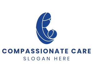 Caring - Blue Caring Mother & Child logo design