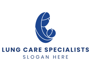 Blue Caring Mother & Child logo design