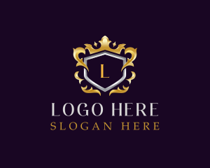 Queen - Luxurious Crown Shield Crest logo design