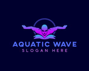 Swimmer - Water Splash Swimming logo design