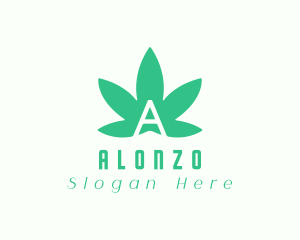 Green Cannabis Letter A logo design