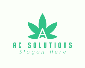 Green Cannabis Letter A logo design