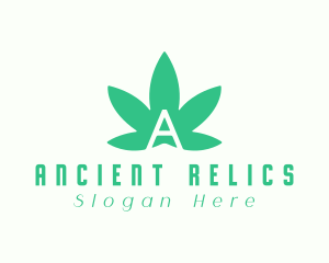 Green Cannabis Letter A logo design