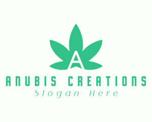 Green Cannabis Letter A logo design