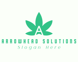 Green Cannabis Letter A logo design