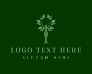 Meditation - Vegan Woman Tree logo design