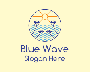 Monoline Beach Waves  logo design