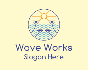 Wavy - Monoline Beach Waves logo design