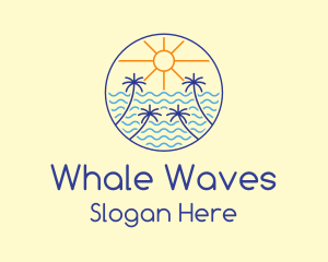 Monoline Beach Waves  logo design