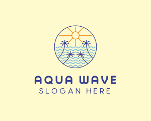 Monoline Beach Waves  logo design