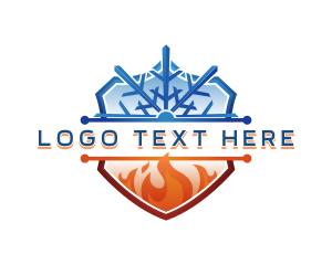 Temperature - Snowflake Fire Shield logo design