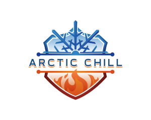 Freezing - Snowflake Fire Shield logo design