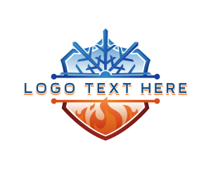 Freezing - Snowflake Fire Shield logo design