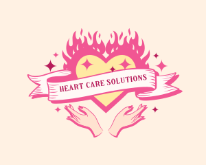 Y2K Heart Nail Salon logo design