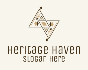 History - Brown Geometric Aztec Pattern logo design