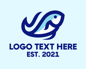 Fish - Wave Ocean Fish logo design