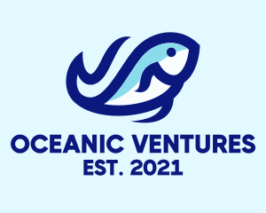 Wave Ocean Fish logo design