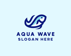 Wave Ocean Fish logo design