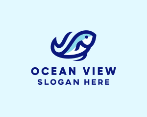 Wave Ocean Fish logo design