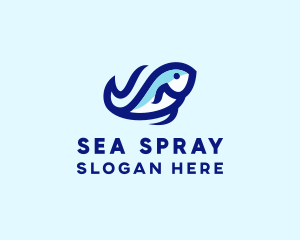 Wave Ocean Fish logo design