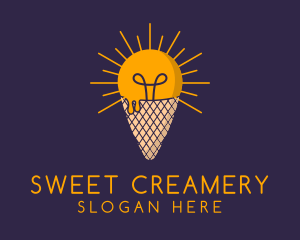 Bulb Gelato Dessert logo design