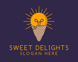 Bulb Gelato Dessert logo design