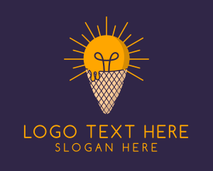 Halogen - Bulb Gelato Dessert logo design