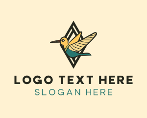 Zoology - Cute Hummingbird Diamond logo design