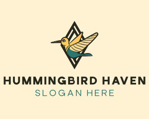 Cute Hummingbird Diamond logo design