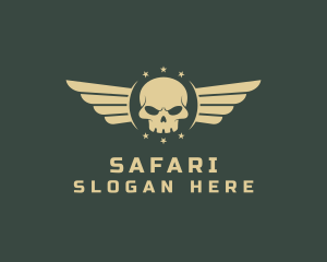 Military Skull Wings Logo